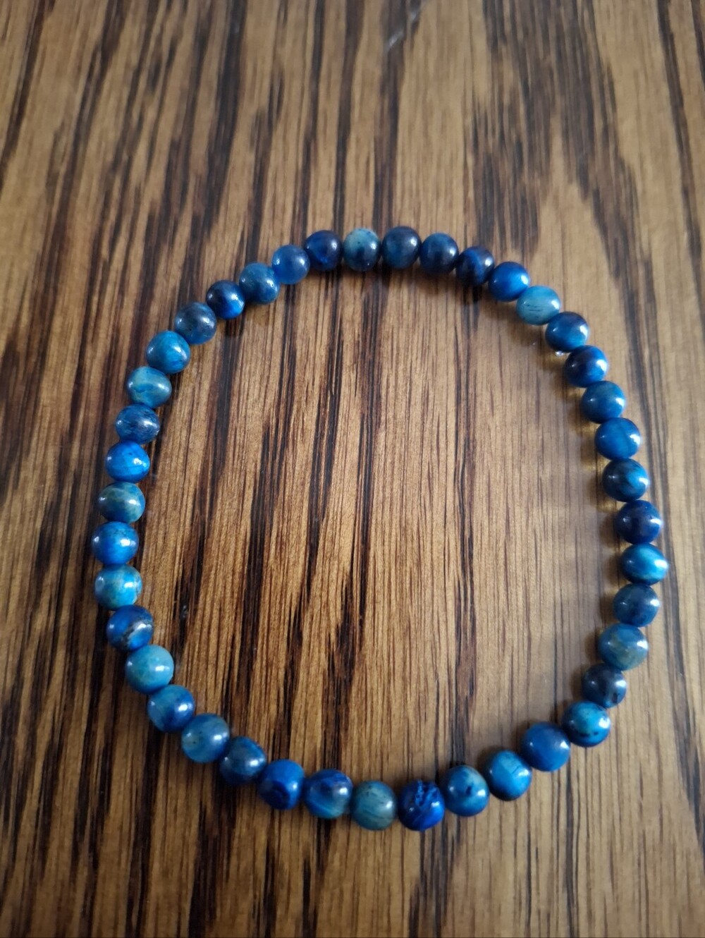 Blue Fire Agate Natural Gemstone 4mm Beaded Stretch Bracelet 7.5"